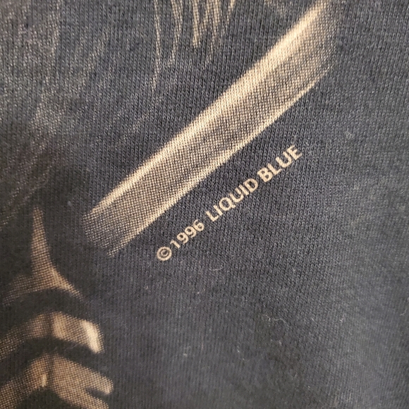 Vintage Liquid Blue 1996 Native American Wolf All Over Print 2 Stitch Size L - Picture 5 of 8